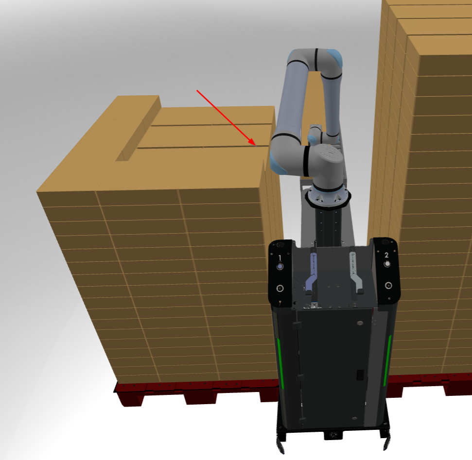 placement of pallets next to robot